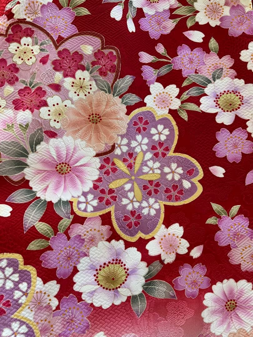 【12/30〜1/5限定価格！】13点セット　振袖フルセット　赤　桜柄