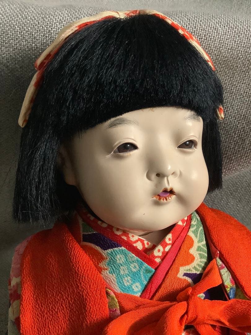 土・日限定セール 再出品 顔・足等に難あり！ 藤村明光 市松人形 約40cm