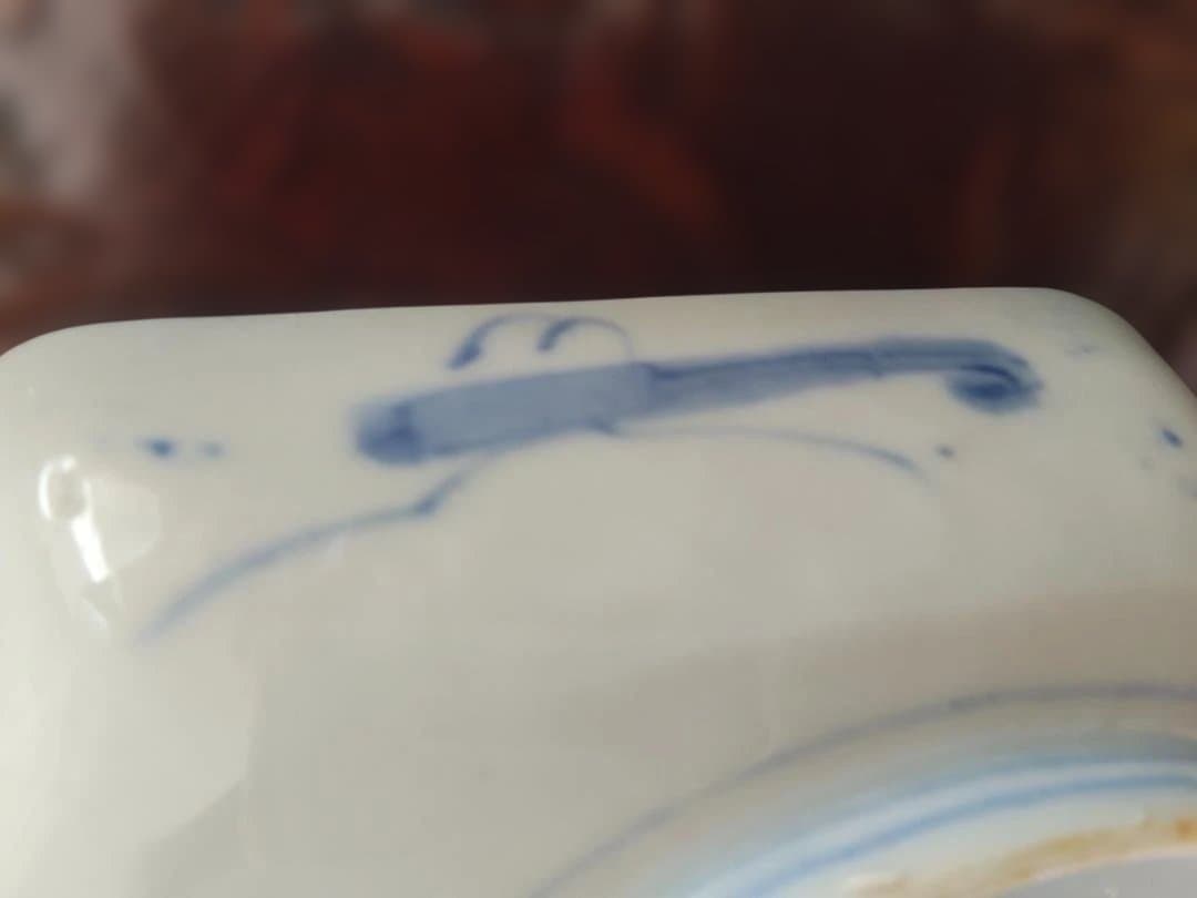 八角形の花柄皿、古い皿