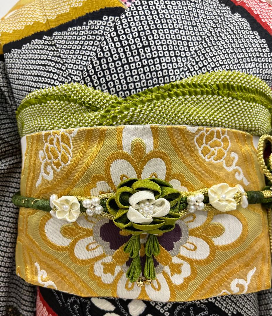 豪華総絞り　本加工　振り袖　フルセット　長襦袢　金彩　刺繍　成人式　振袖　596
