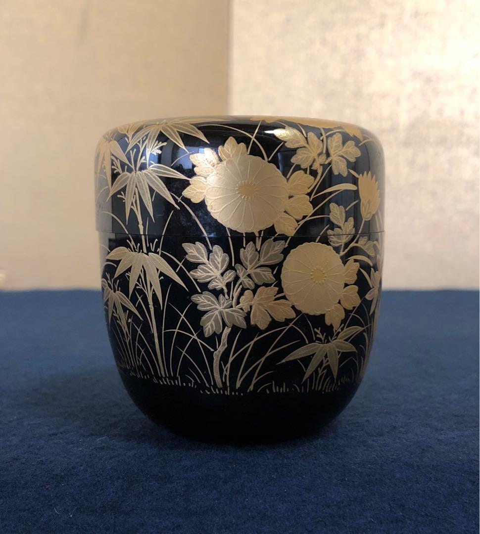 ‼️割引《R》茶道具 四君子蒔絵 螺鈿 棗 奥津一心斎作 共箱　250805F4