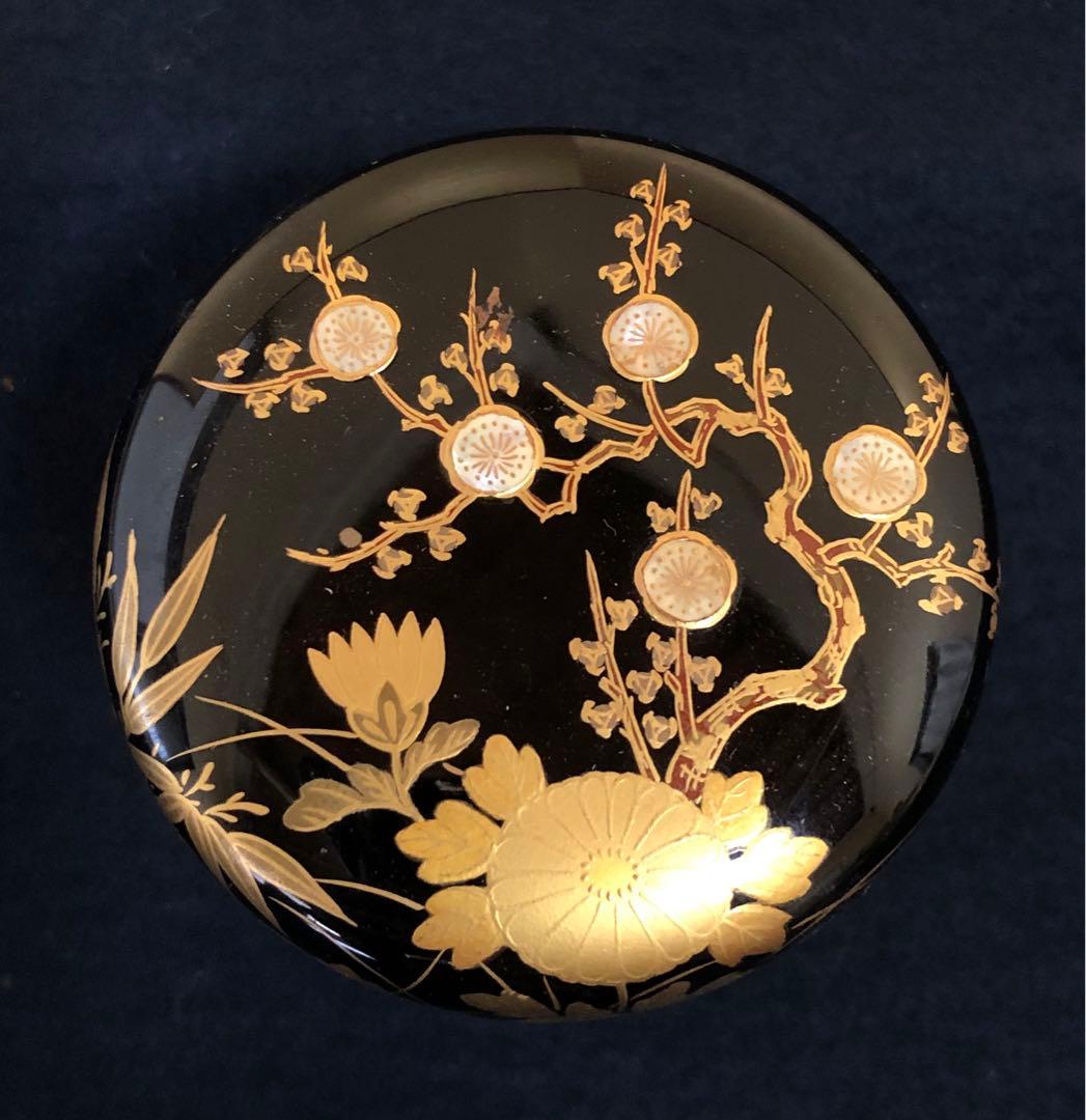 ‼️割引《R》茶道具 四君子蒔絵 螺鈿 棗 奥津一心斎作 共箱　250805F4