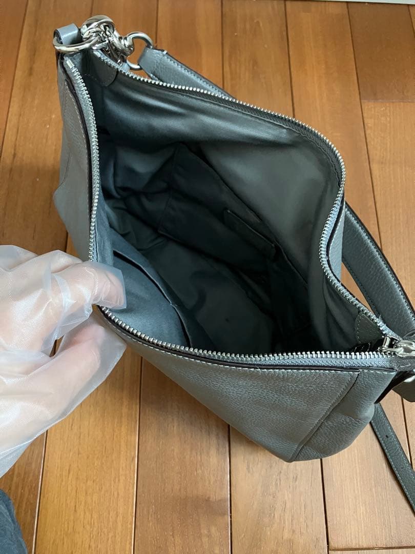 coachグレー レザー2wayショルダーバッグ