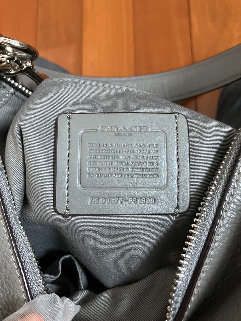 coachグレー レザー2wayショルダーバッグ