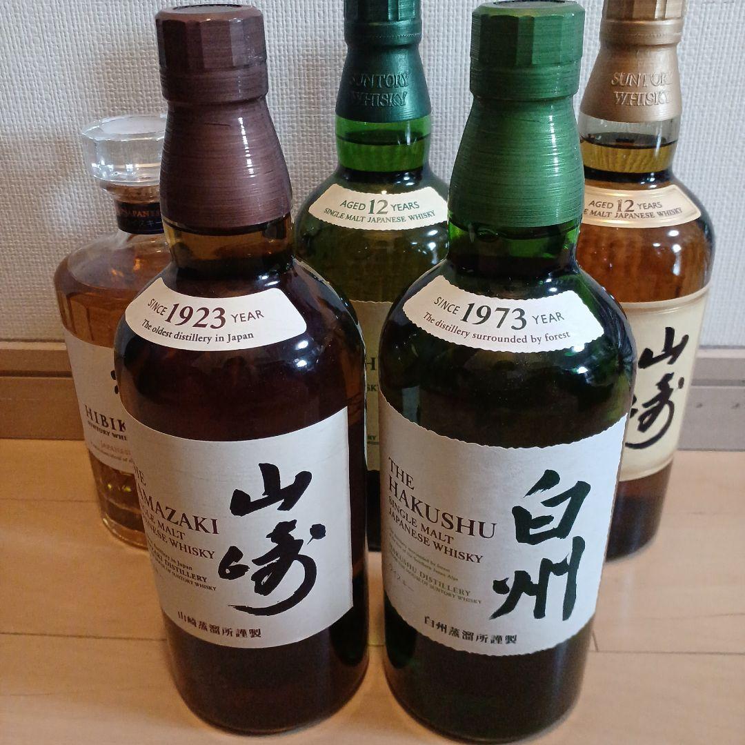 響☆山崎12年，白州12年☆山崎，白州ノンビンテージ☆5本セット☆