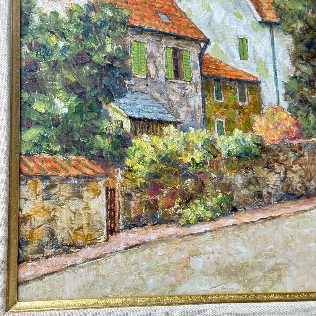 s*2様 田辺栄次郎 F 6号 油彩画 「オベールの農家」 風景画 額装