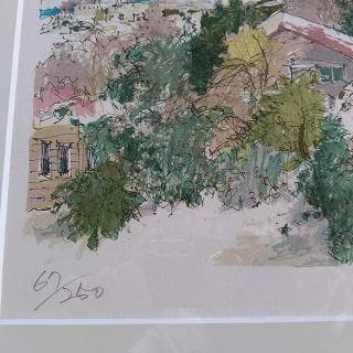 小田切　訓　リトグラフ　白い函館