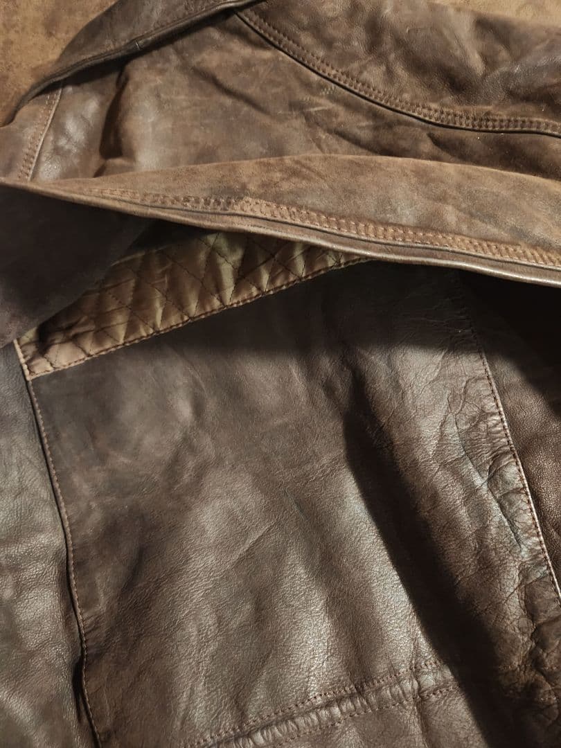 ★短丈★　ユーロ　ファイヤーマンレザージャケット 脱着可 フード付き