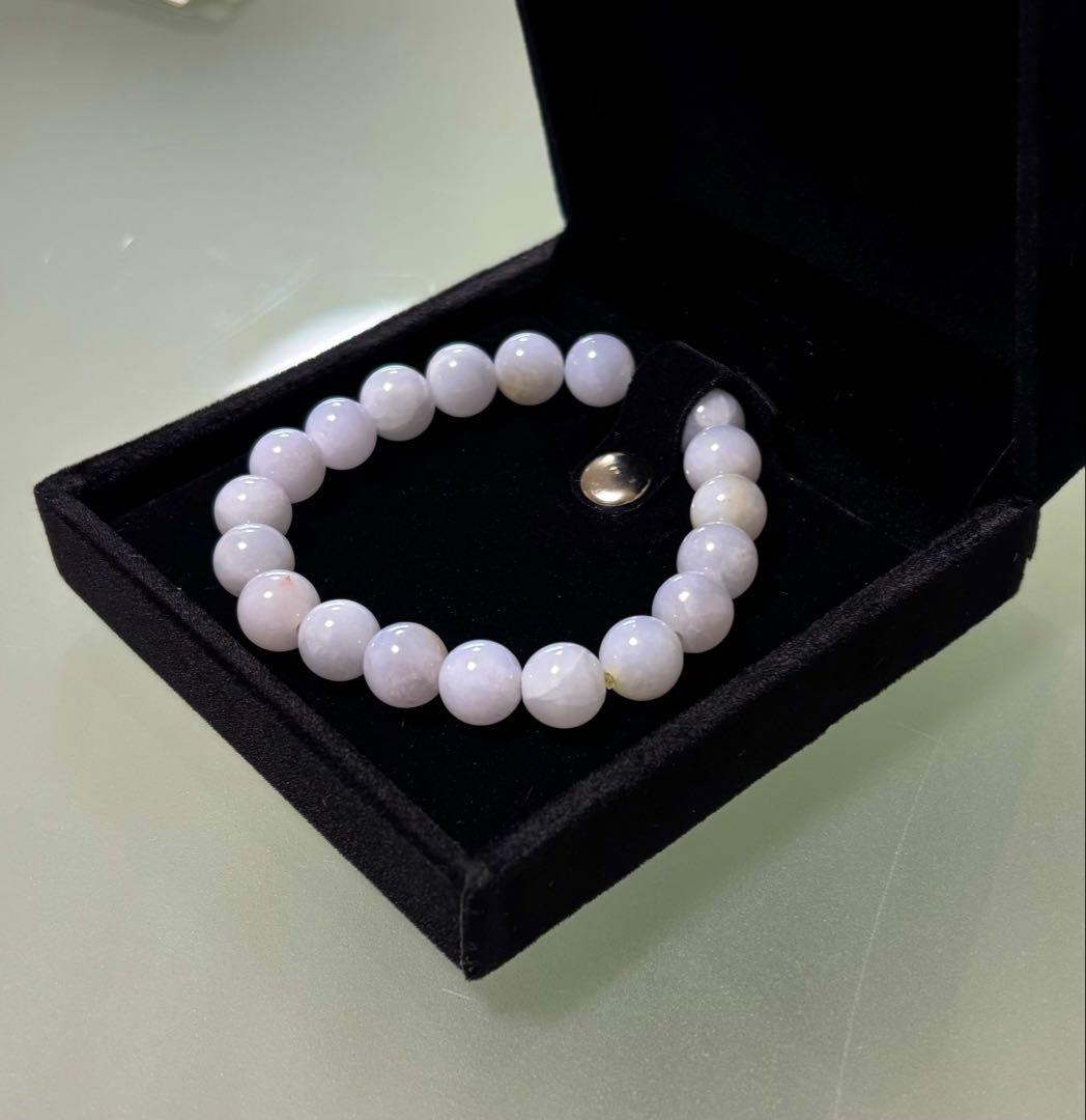 ラベンダー翡翠ブレスレット②（径１７cm）（鑑別書付き）