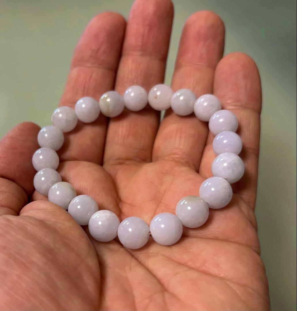 ラベンダー翡翠ブレスレット②（径１７cm）（鑑別書付き）