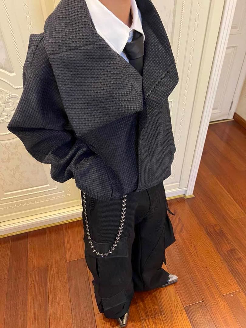 JCAESAR ZIPPER-JACKET WITH H斜めジップジャケット短丈