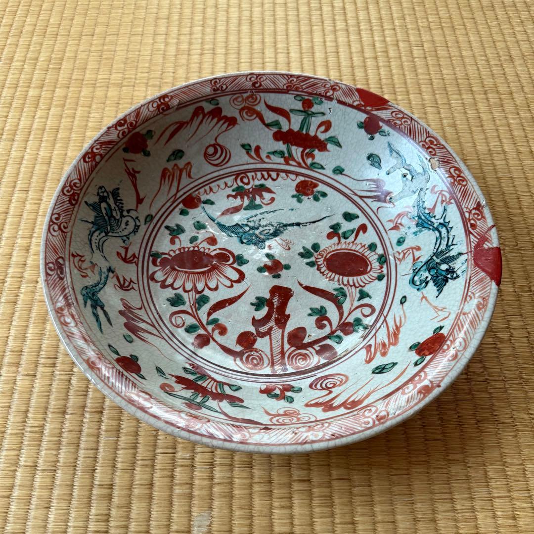 呉須赤絵 大皿 明時代 明朝 南京赤絵 古染付 祥瑞 古美術 中国美術 中国
