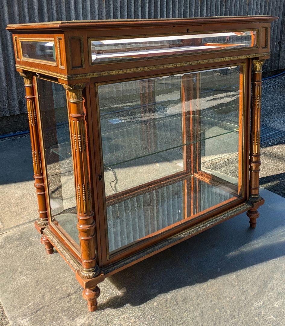 イギリス19世紀　ヴィクトリアンブロンズ飾付ショーケース