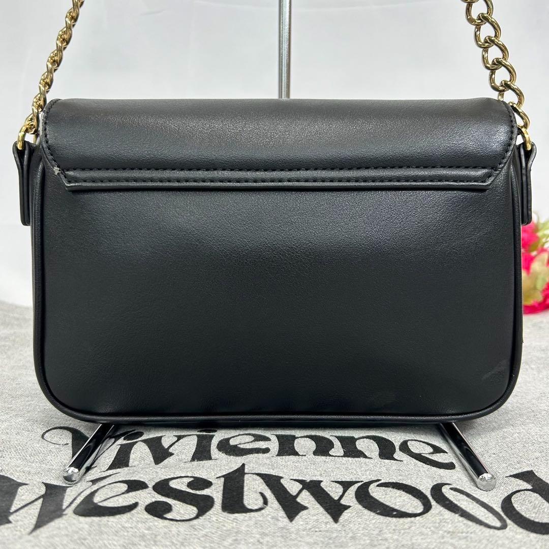 【美品】ヴィヴィアンウエストウッド ショルダーバッグ レザー オーブ リボン 黒