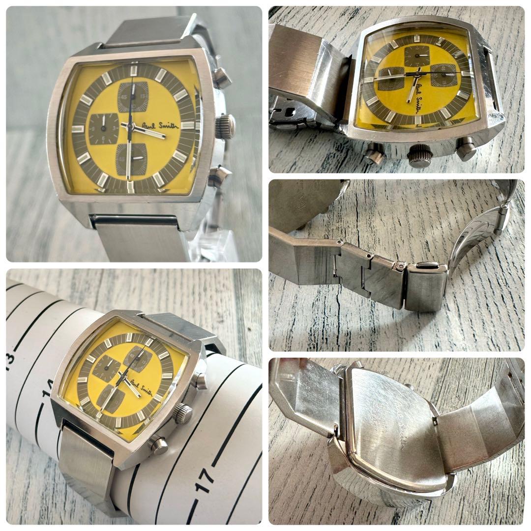 【電池交換済】Paul Smith ポールスミス クロノグラフ 腕時計 イエロー