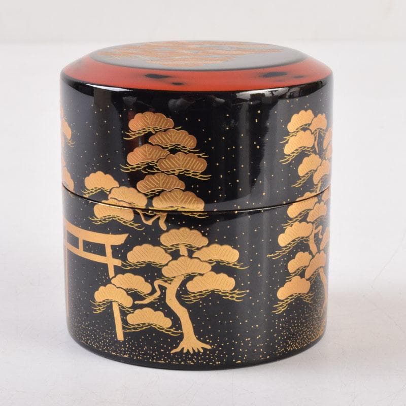 山中漆器　加賀蒔絵師　和田寿峰作　面根来　住吉蒔絵　茶器　共箱　V　8550