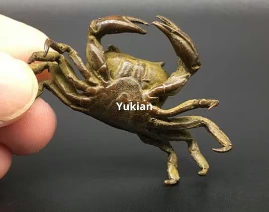 銅細工 蟹 八方来財 書道具 文房具 装飾品 工芸品 美術品 置物