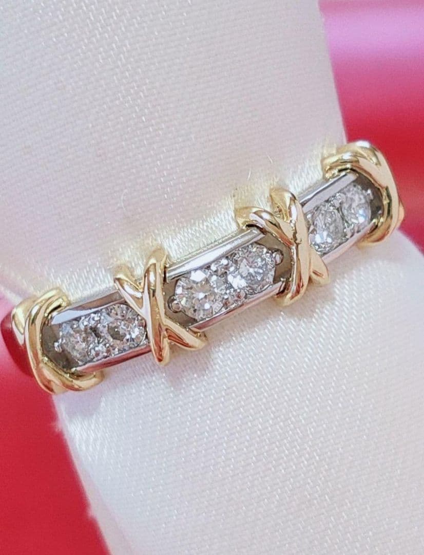 新作 未使用 k18 pt950 天然ダイヤモンド 0.20ct リング