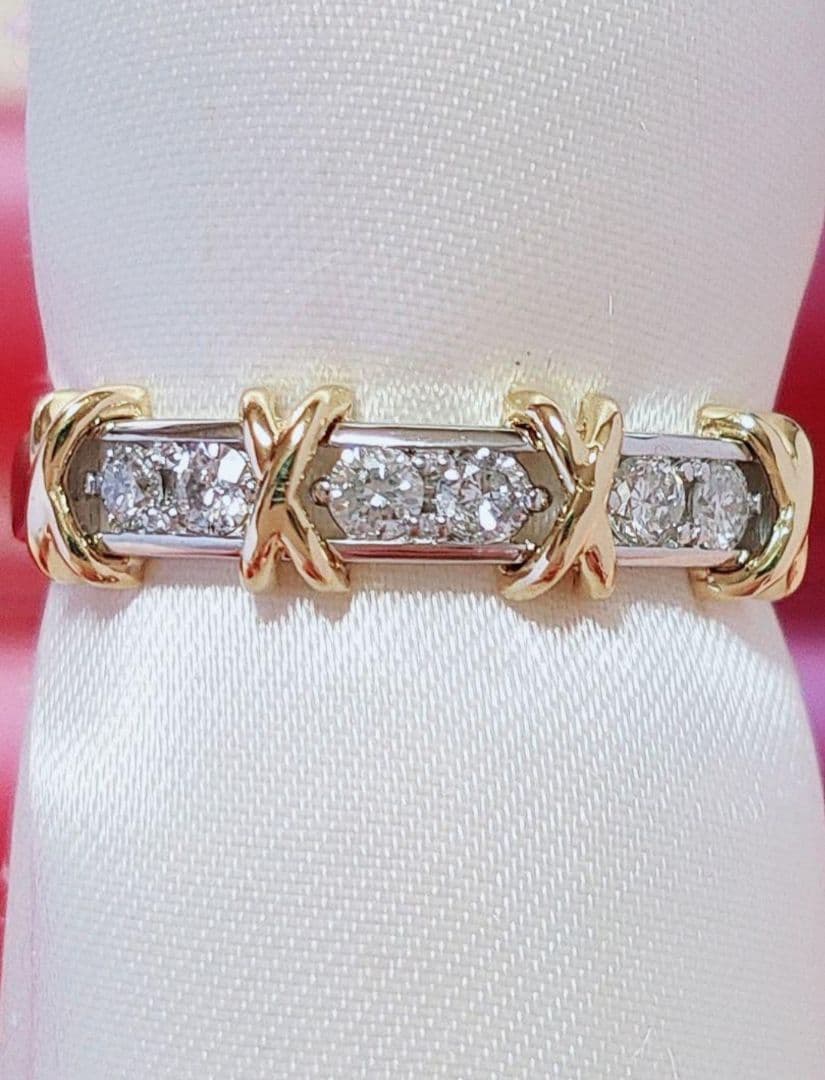 新作 未使用 k18 pt950 天然ダイヤモンド 0.20ct リング