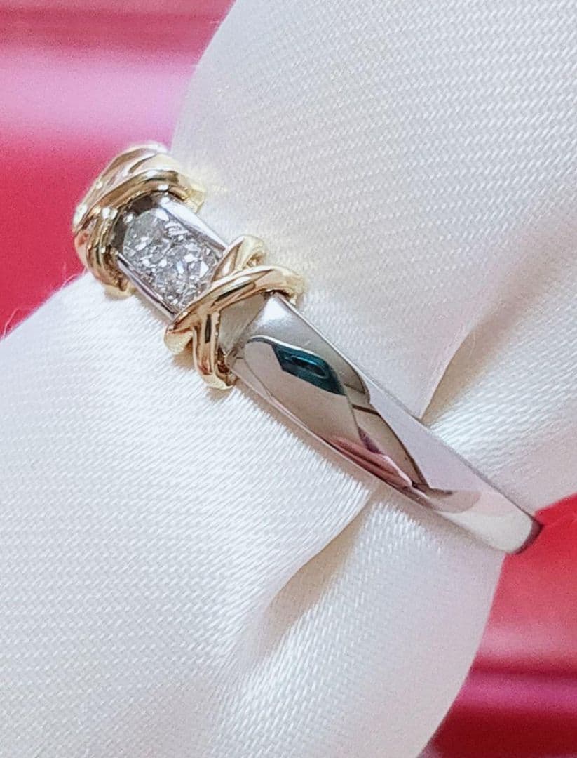 新作 未使用 k18 pt950 天然ダイヤモンド 0.20ct リング