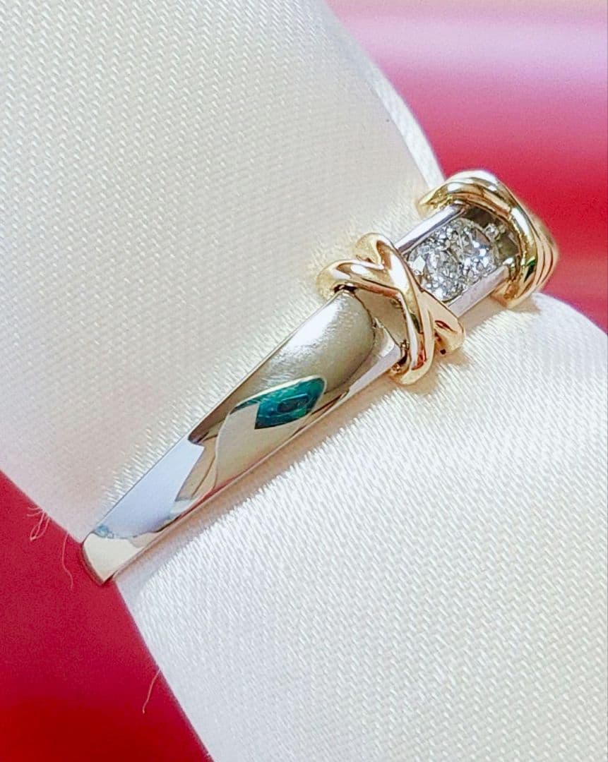 新作 未使用 k18 pt950 天然ダイヤモンド 0.20ct リング