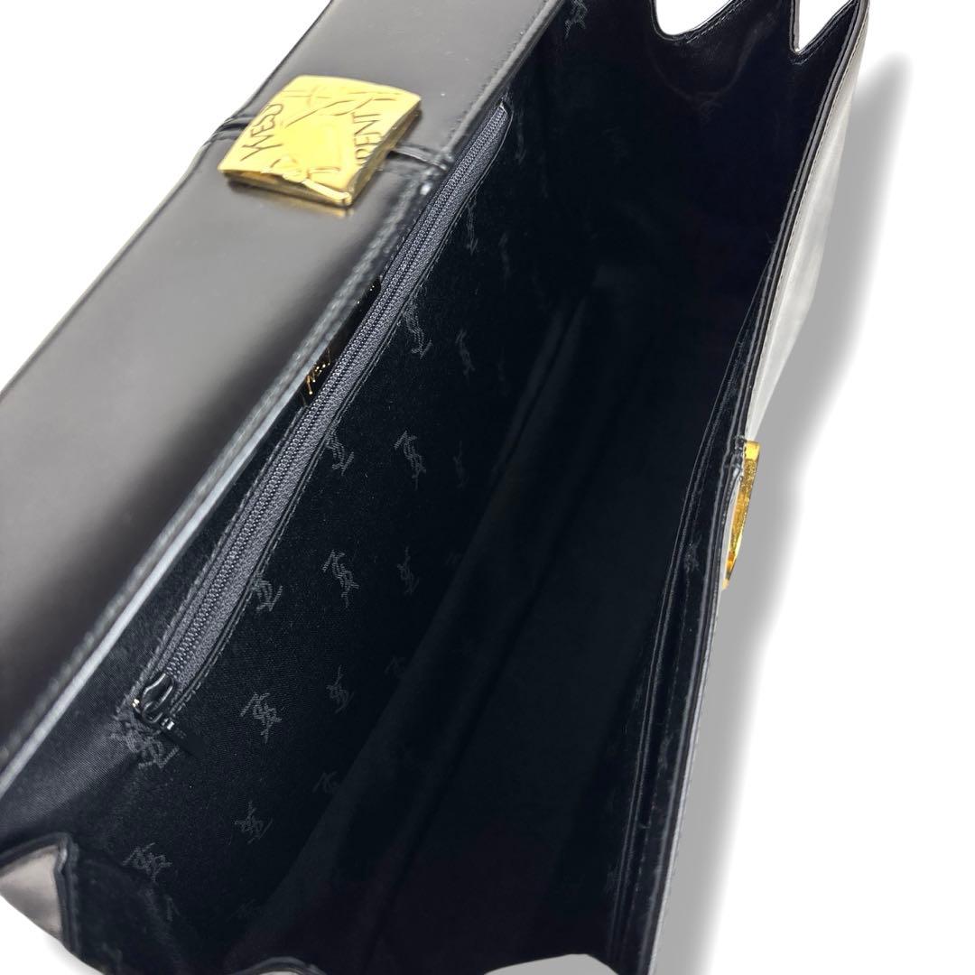 極美品 イブサンローラン カサンドラ ハンドバック レザー ロゴ YSL 黒
