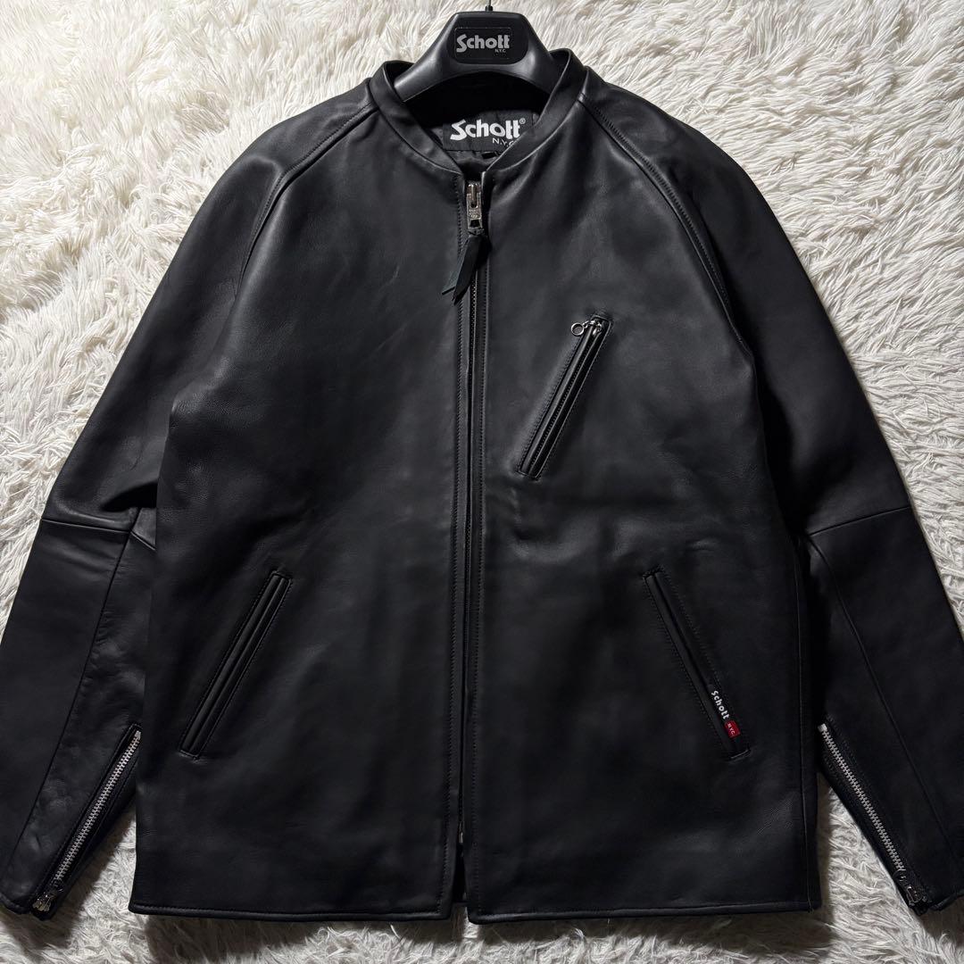 く*く様 美品/希少✨schott ライダースジャケット　シングル　羊革　ブラッ
