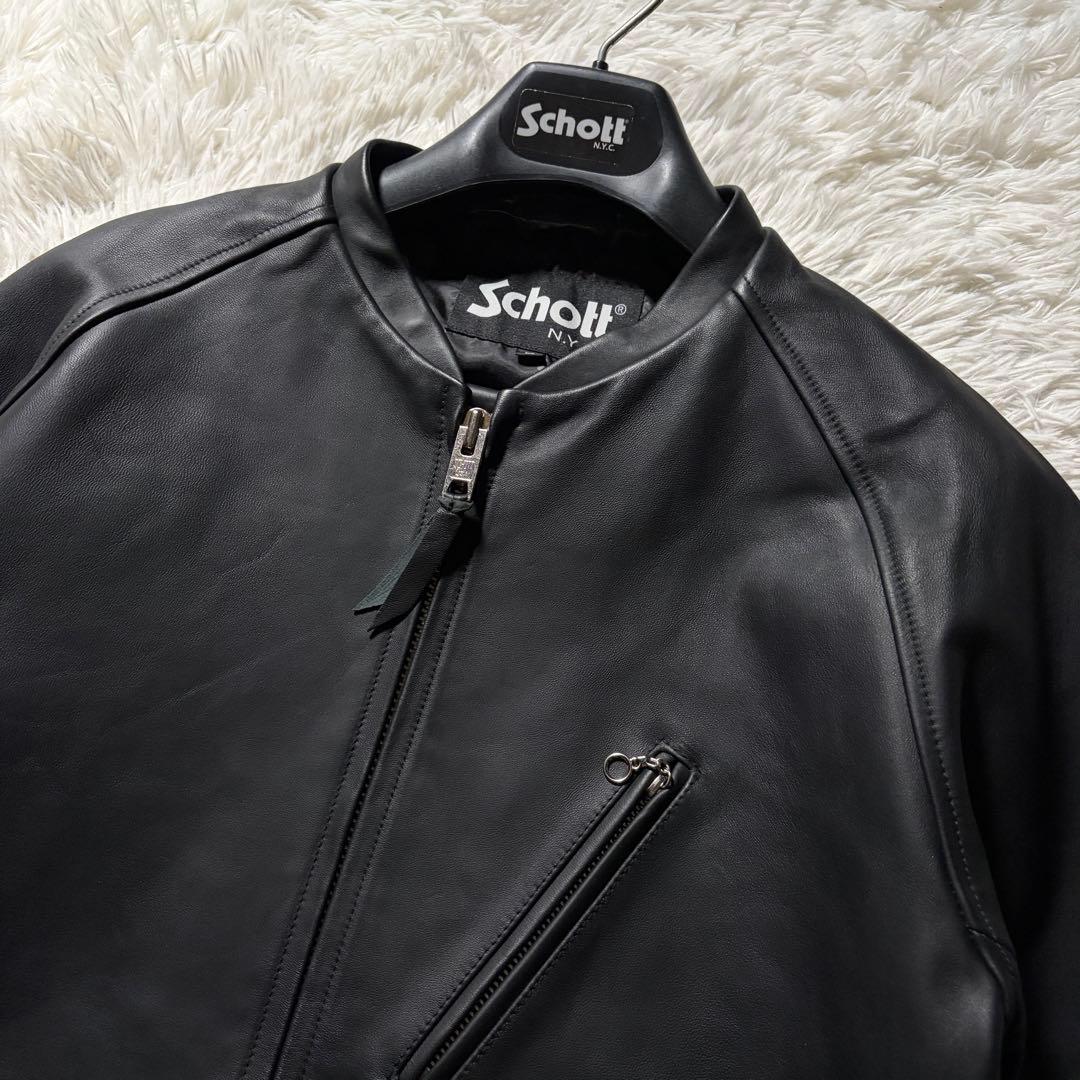 く*く様 美品/希少✨schott ライダースジャケット　シングル　羊革　ブラッ