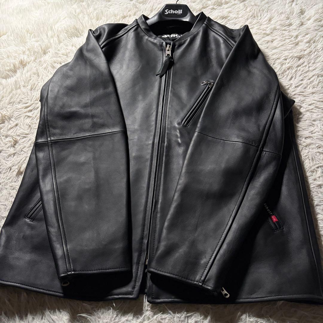 く*く様 美品/希少✨schott ライダースジャケット　シングル　羊革　ブラッ