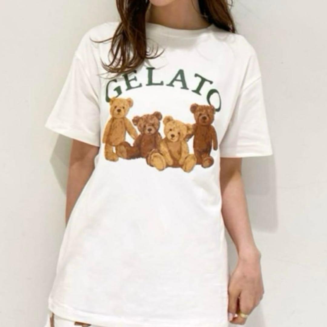 ジェラートピケ　くま　Tシャツ　ロングパンツ　ルームウエア