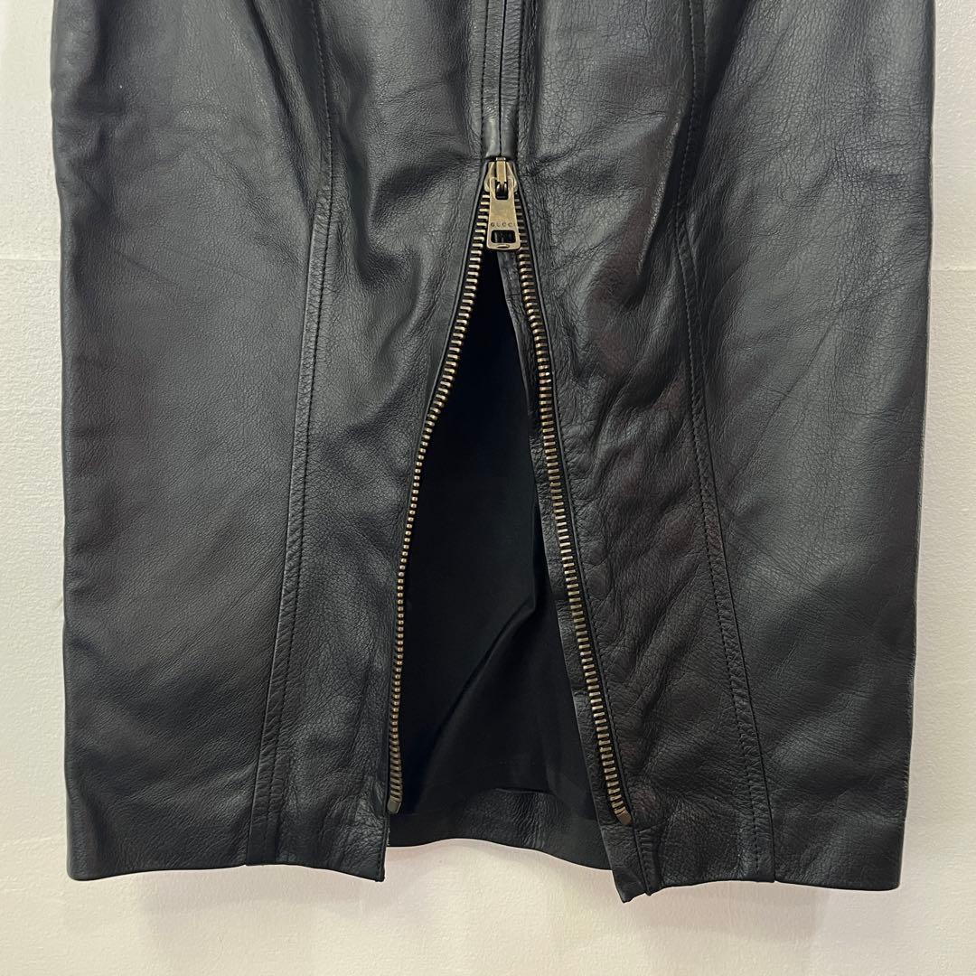 GUCCI グッチ レディース 牛革レザースカートサイズ38