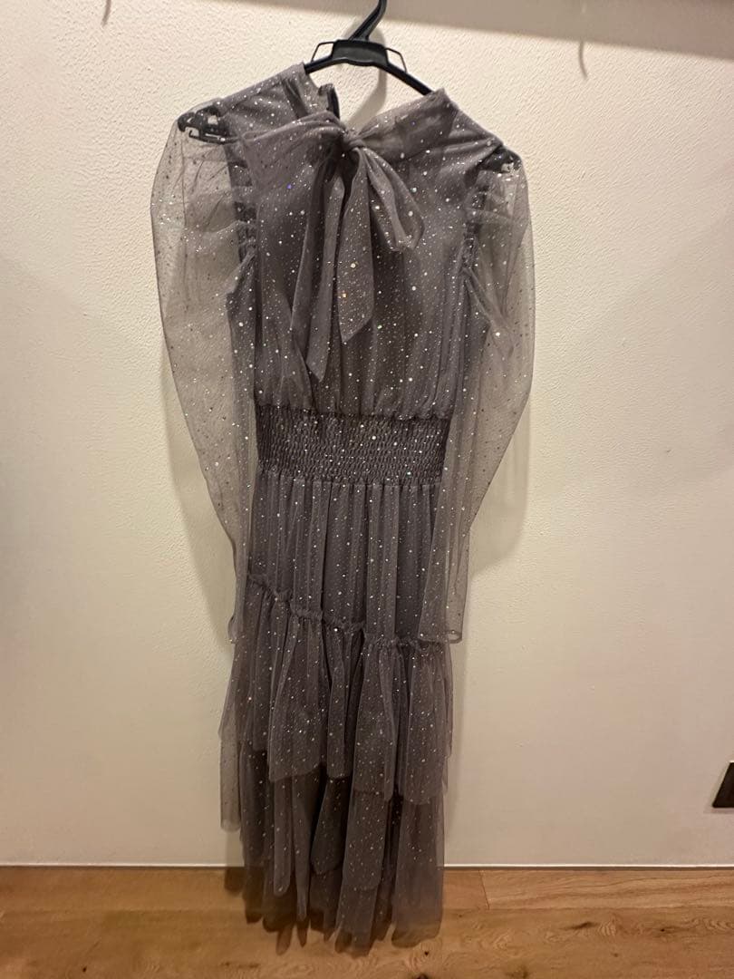 FURFUR グレー リボン付きラメチュールドレス