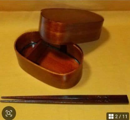 卸直販　木曽ひのきメンパ　曲げわっぱ　摺り漆塗り　深蓋15cm 木曽ひのき箸付き