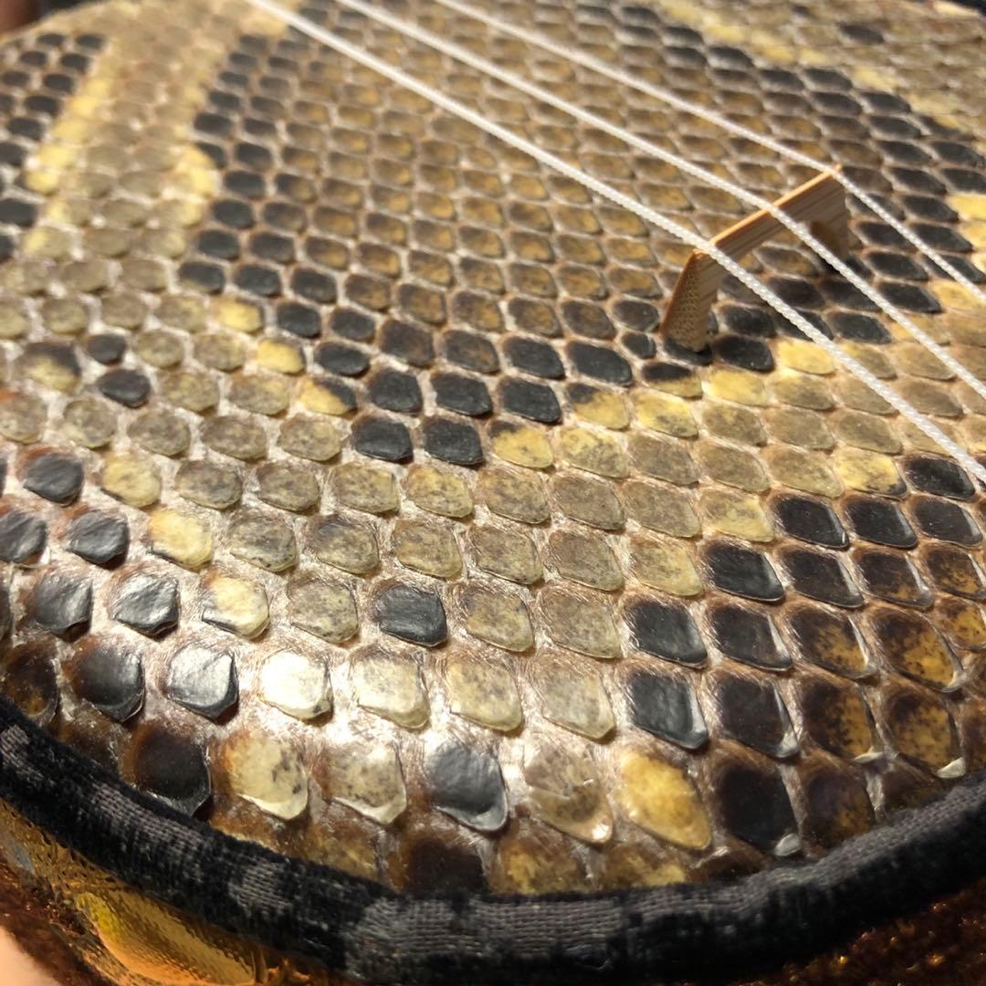 三線昭和当時物/ユシギ/真壁/ 本皮一枚張り 貴重