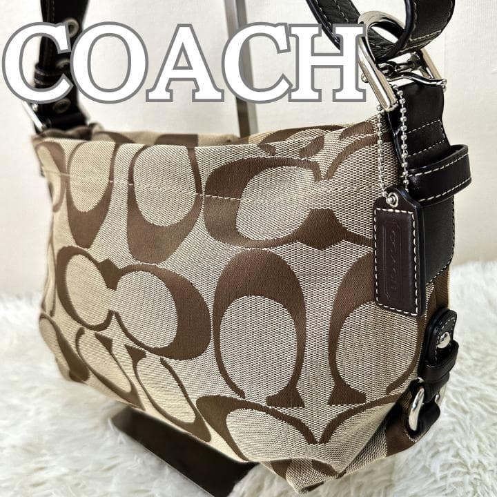 美品 COACH シグネチャー ワンショルダーバッグ ホーボー ブラウン Y2K