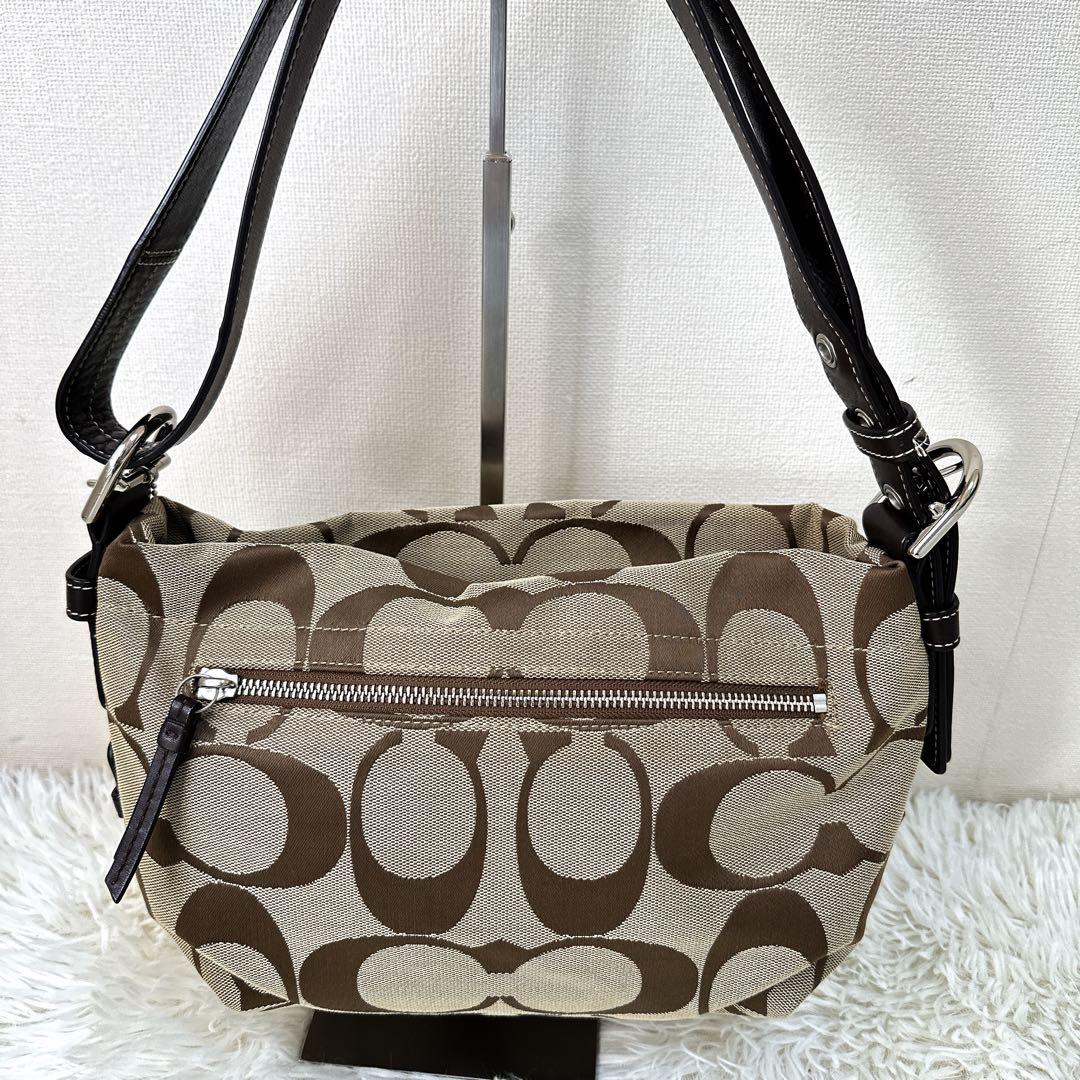 美品 COACH シグネチャー ワンショルダーバッグ ホーボー ブラウン Y2K