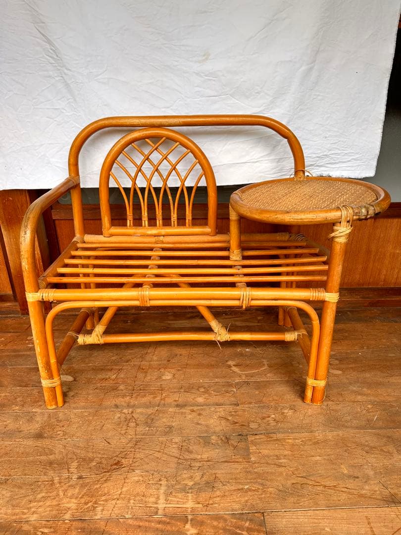 【送料込み】ラタン テーブル椅子 アンティーク ビンテージ　ラタン好き必見