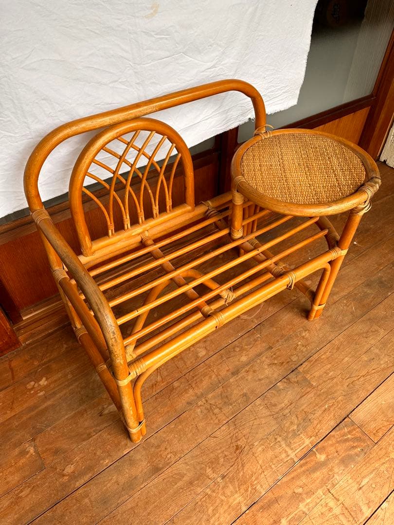 【送料込み】ラタン テーブル椅子 アンティーク ビンテージ　ラタン好き必見