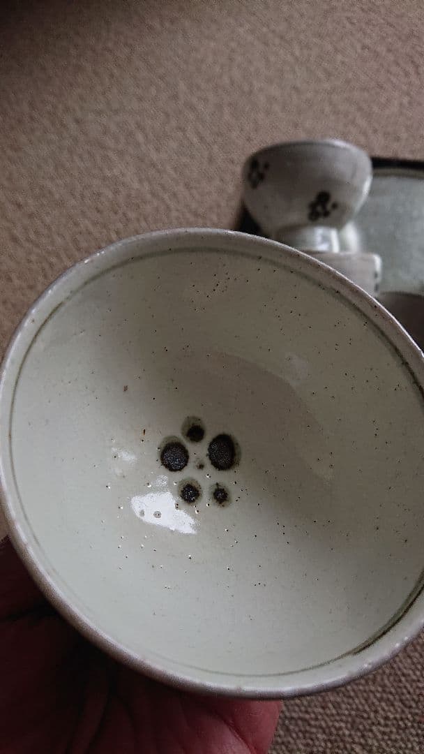 梅花文　汲出  虎渓山　水月窯 共箱入 茶器 湯呑