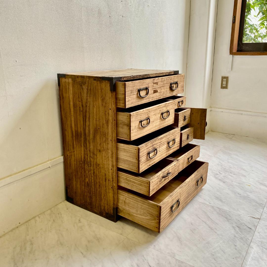 アンティーク 箪笥 小タンス 小引き出し 桐 金具 古道具