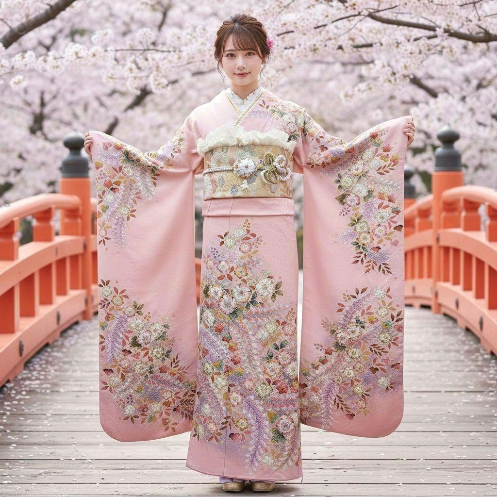 振袖フルセット(8点)・辻ヶ花・辻が花・翠山工房・落款有り・胴裏正絹・高級手縫い