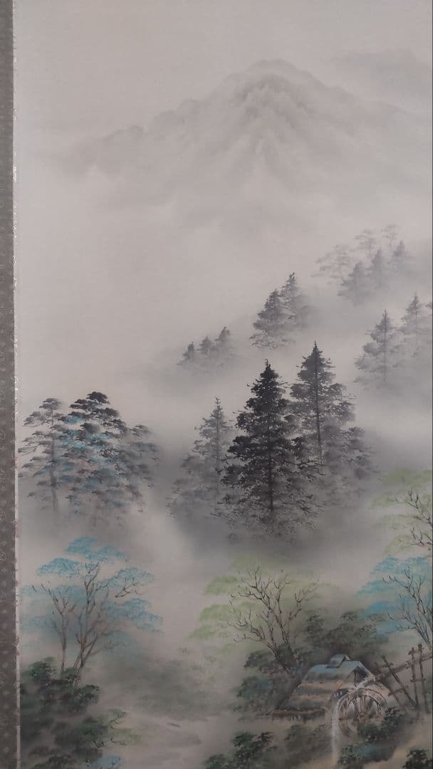 (611*Z293)絵画 掛軸 日本画掛軸 映月 彩色 茶掛、書 骨董