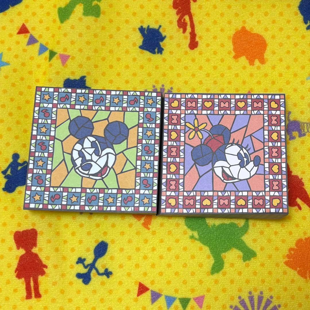 ディズニー　ステンドグラスメモ　メモ　ミニー　ミッキー　レトロ