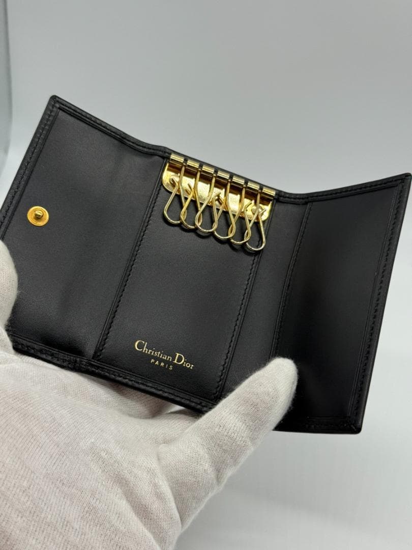 【極美品】クリスチャンディオール CDロゴ レザー 6連キーケース 黒