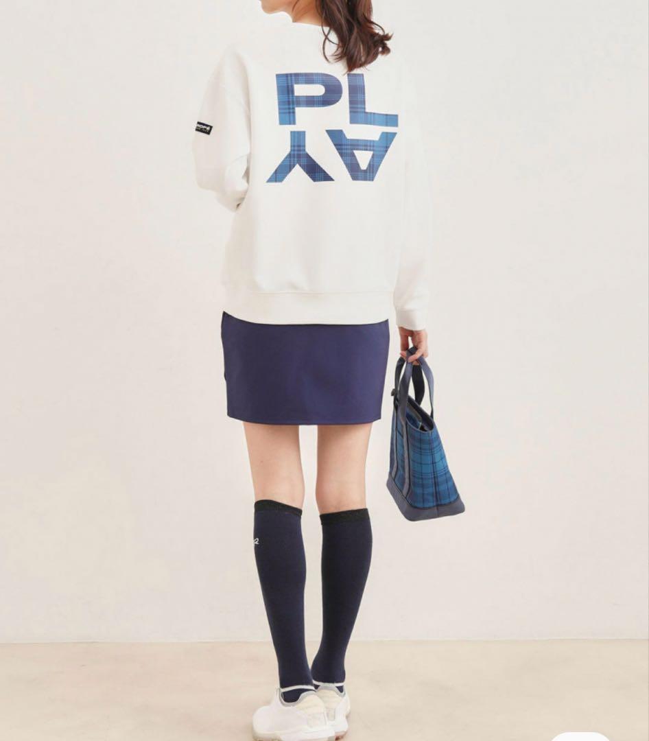 新品タグ付き　JUN&ROPE プレイド柄PLAYロゴ　プルオーバー　白　M