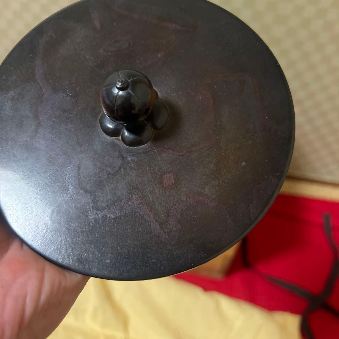 繰口釜十三代 宮崎寒雉 釜師　山水楼閣地紋　箱書　釜環なし