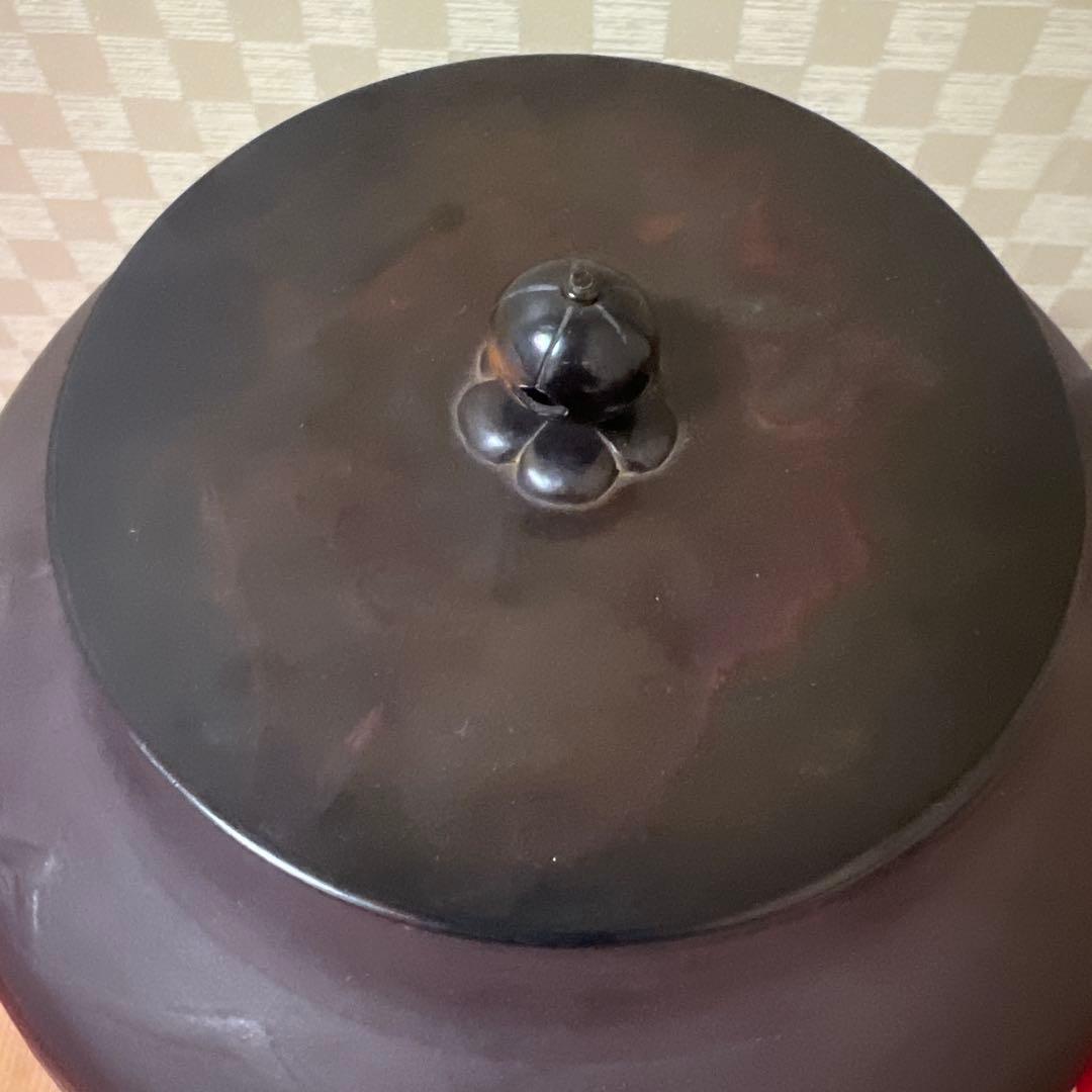 繰口釜十三代 宮崎寒雉 釜師　山水楼閣地紋　箱書　釜環なし