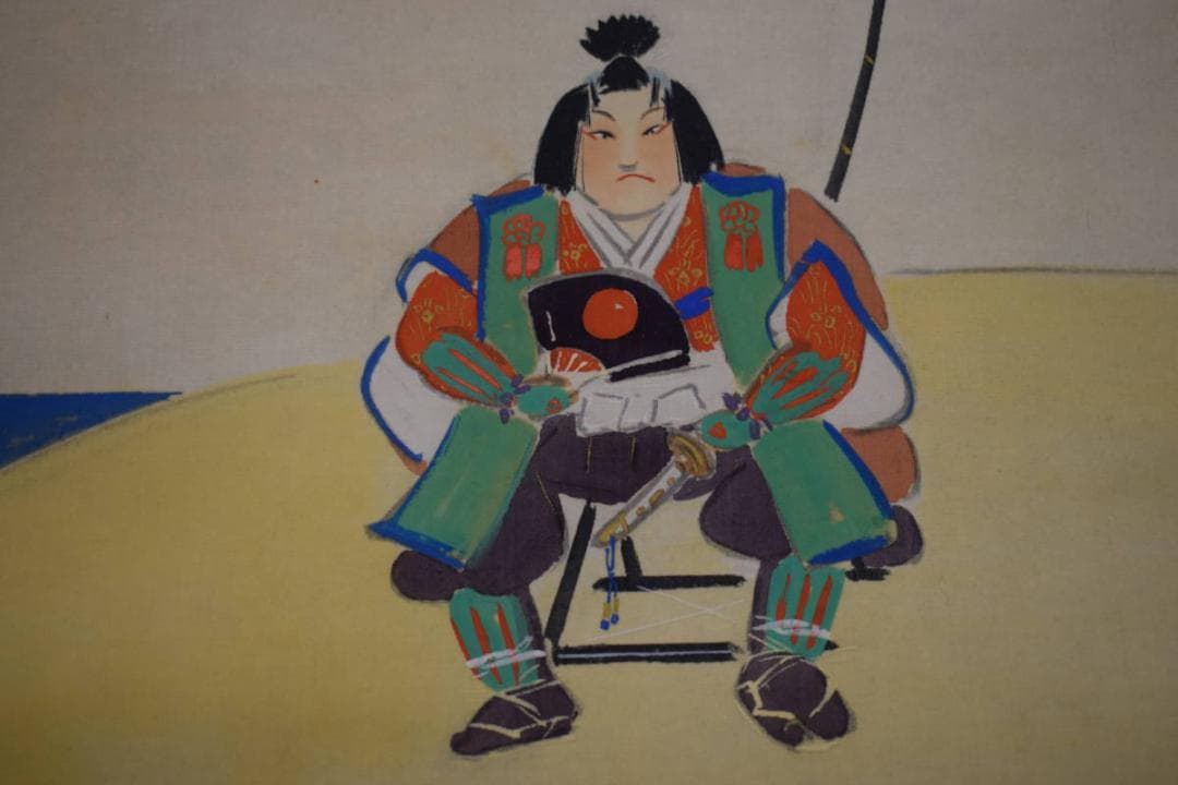 真作/林文塘/桃太郎図/猿/鳥/犬/きび団子/布袋屋掛軸HK-37