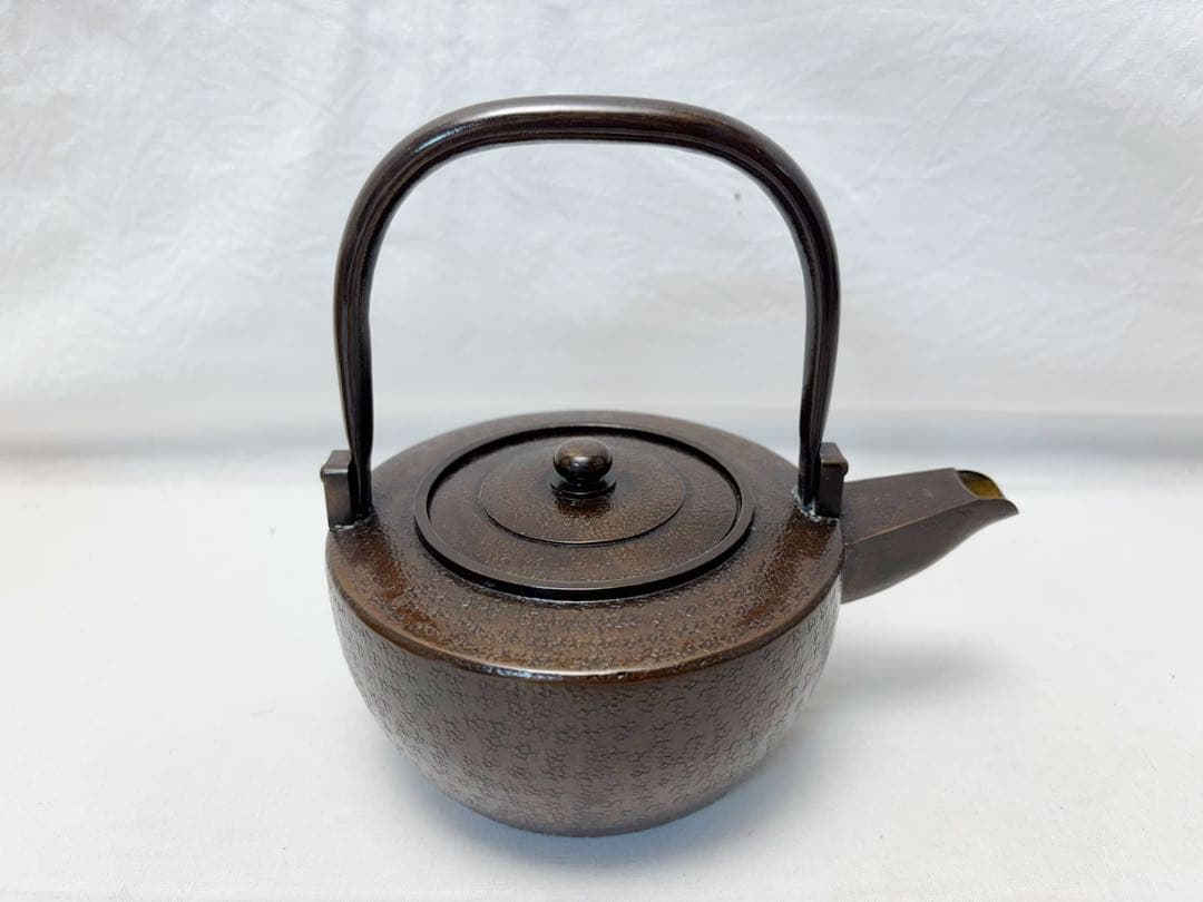ほぼ未使用 茶道具 金工師 宗禅造 鎚起 銅製 銚子 独楽形 湯沸 水注 共箱