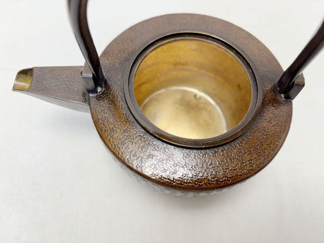 ほぼ未使用 茶道具 金工師 宗禅造 鎚起 銅製 銚子 独楽形 湯沸 水注 共箱